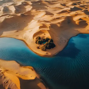 Aerial view of a desert oasis amidst sand dunes - Image 3