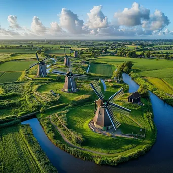 Aerial view of multiple traditional windmills - Image 2