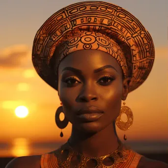 Woman in African Attire Glowing under Sunset - Image Generated - Image 3