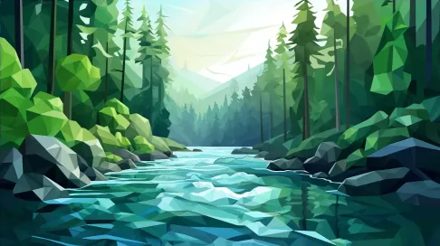 Polygonal depiction of a forest river - Image 4