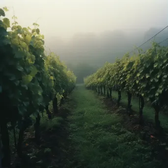 Foggy morning in a vineyard - Image 1