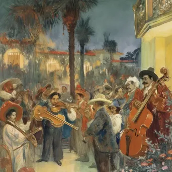 Image of a lively mariachi band performing in a festive atmosphere - Image 1