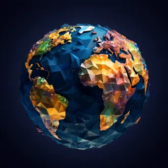 Low poly satellite view of a colorful Earth - Image 3