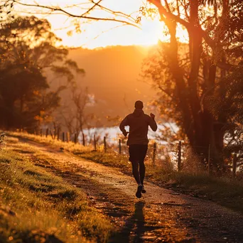 Jogger on a scenic trail during sunrise - Image 2