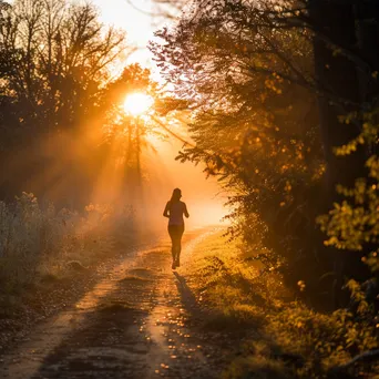 Jogger on a scenic trail during sunrise - Image 3