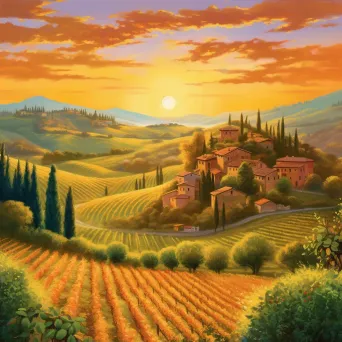 Tuscan vineyard sunset glow - Image 2