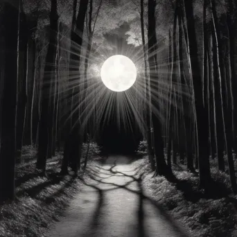 Full moon illuminating a dark, mysterious forest path - Image 3