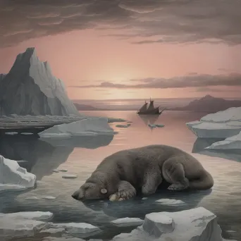 Lone polar bear on shrinking ice floe under pastel Arctic twilight - Image 3